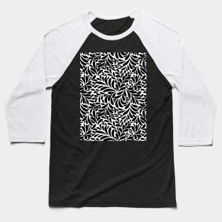 Floral Geometric Abstract Art - Black And White Baseball T-Shirt